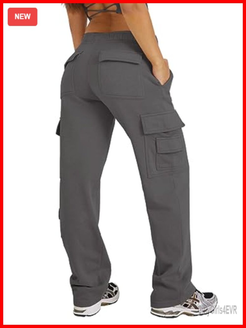 Women's Cargo Sweatpants Baggy Wide Leg Cotton Blend Joggers with Pockets